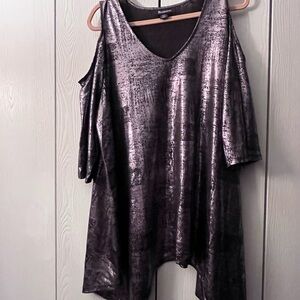 Roaman's Shimmering Charcoal Women's Blouse